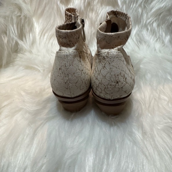 Franco Sarto Brown and Cream Ankle Booties with Snakeskin Pattern - Picture 3 of 9